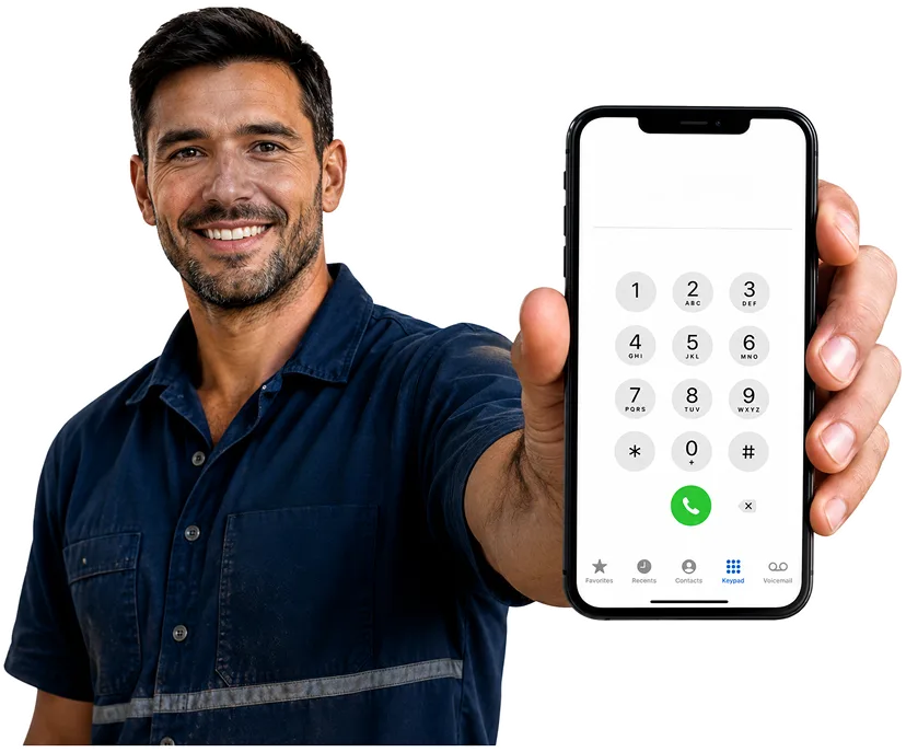 Plumber answering a Breakfast Point enquiry by phone